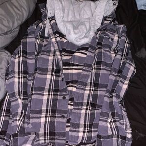 American Eagle Outfitters Gray and  Black Plaid Shirt